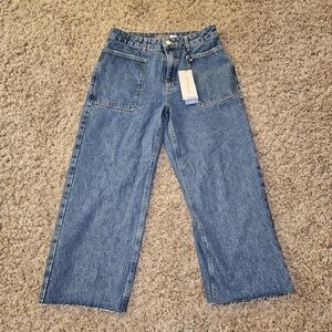 MINT VELVET Mid Indigo Mid Blue Crop Wide Leg Jeans Size 8S NEW With Tags